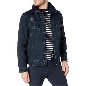 Blank NYC Blue Denim Jacket with Sherpa Collar